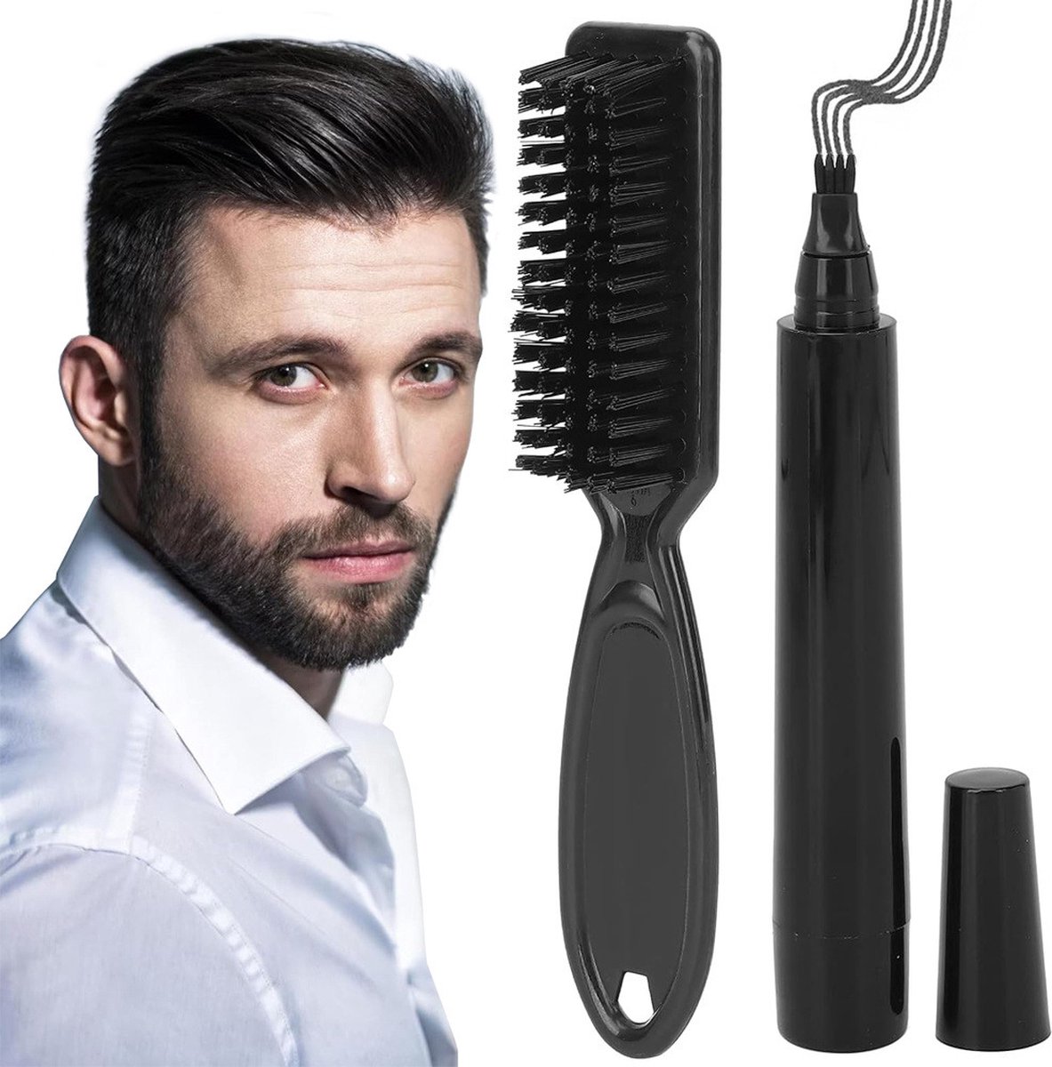 Goedkoopste Professionele Baard Pen zwart ( GRATIS BORSTEL) Baardstift - Baardvuller - Baardpen - Baardgroei