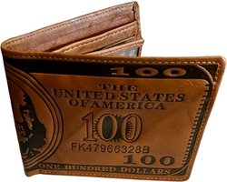100 Dollar Biljet Portemonnee - Amerikaans - United States of America - Bruin PU leer