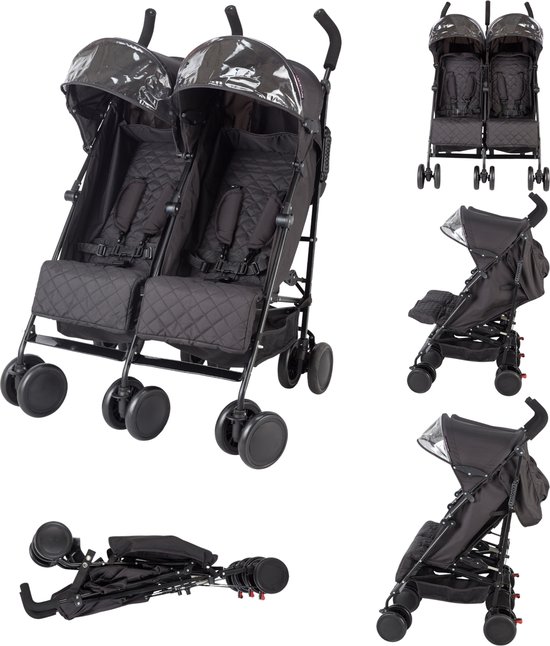 Foto: X adventure duo buggy tweeling buggy lichtgewicht dubbele buggy tandem buggy zwart