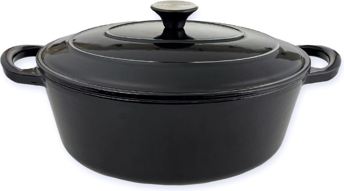 Le Bergier - Gietijzeren Braadpan - Zwart - 4,3L - Ø36,5 CM - Geschikt voor alle Warmtebronnen