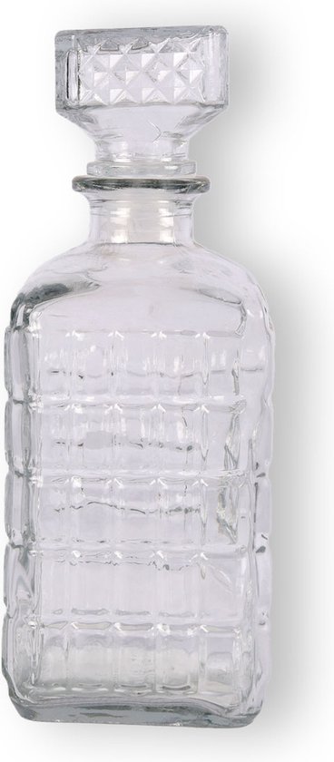 Whiskey Karaf 1000 ML - Glazen Decoratie Fles/Karaf 1000 ml - 9 x 25 cm voor Water of Likeuren | Cadeau voor Mannen