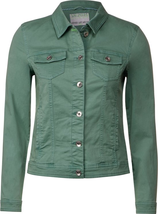CECIL TOS Denim Jacket Color Dames Jas - dusty salvia green - Maat L