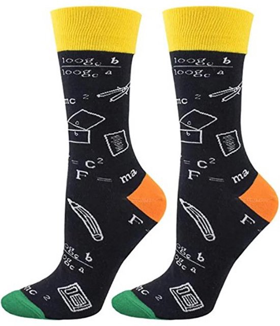 Wiskunde sokken - Sokken - Leuke sokken - Leraar - Docent - Sokken met beroep - Zwart Oranje groen - 1 Paar