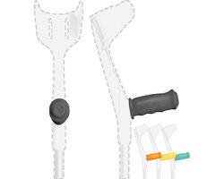 MySleeve - Handvathoezen (2 stuks) met Gelkussen voor Krukken, voorkomt Vallende Krukken, Krukken Handgrepen Pads, Cover voor Krukken, NIET voor Anatomische Krukken - 21x6,5x9 cm, zwart (excl. kruk)