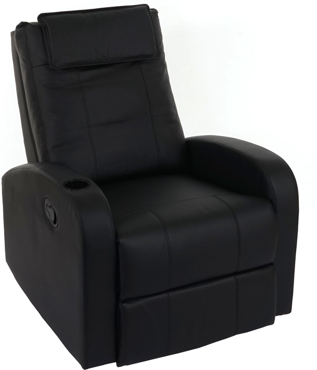 MCW Durham tv-fauteuil, tv-fauteuil, relaxfauteuil, ligfauteuil, kunstleer ~ zwart