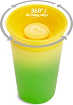 Munchkin Miracle Anti-Lek 360° Drinkbeker - Sippy Cup - Veranderd van Kleur - Warmtegevoelig - Oefenbeker voor Baby en Kind - 266ml - Geel/Groen