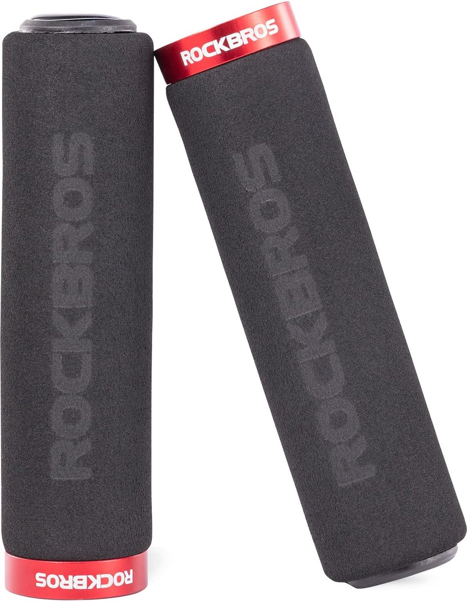 ROCKBROS Stuurgrepen Lock-On Design Fietsgrepen Schokabsorberende en Antislip Handgrepen Gemaakt Van Verdikte Spons Voor 22,2 mm Stuur Zwart Rood