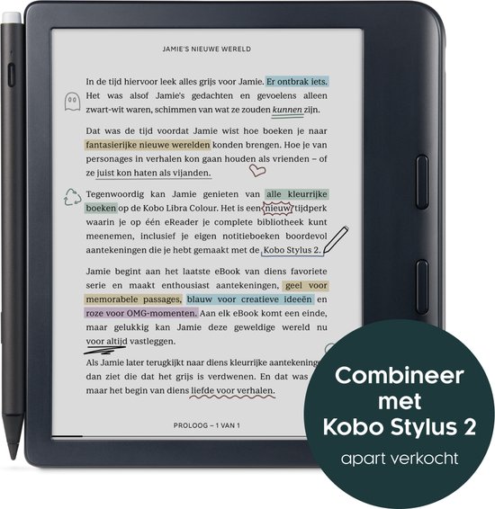 Kobo Libra Colour - E-reader - 7 inch kleurenscherm - 32GB - Luisterboeken - Zwart