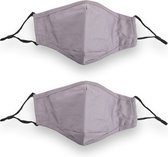 Grijze Wasbare Mondkapjes 100% Katoen - 2 Stuks | Unisex, Comfortabele Pasvorm 24cm x 15,5cm | Stijlvolle Niet-Medische Mondmaskers voor Dames & Heren | Duurzaam & Herbruikbaar