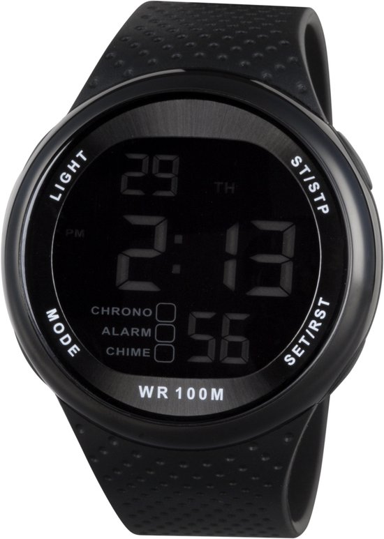Xonix GJ-007 - Horloge - Digitaal - Heren - Mannen - Rond - Siliconen band - ABS - Cijfers - Achtergrondverlichting - Alarm - Start-Stop - Chronograaf - Tweede tijdzone - Waterdicht - 10 ATM - Zwart