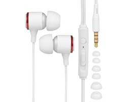 Nuvance Oortjes met Draad - 3.5mm Jack Aansluiting - Oordopjes met Draad - In-Ear Oortjes met Draad en Microfoon - Wit