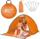Tente de plage Pop-Up - Tente de plage UPF 50+ pour protection UV et protection contre le vent sur la plage, avec sac de transport et piquets (orange)