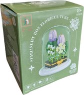 Bloemen bouwset tulp - Mini blokjes - Bloemenboeket bouwset - met verlichting 14x11,5 cm