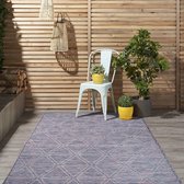 Flycarpets Hilaria Buitenkleed Geruit Voor Binnen & Buiten Vloerkleed - Paars / Roze / Blauw - 150x150 cm