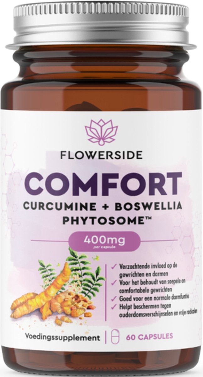 Goedkoopste Flowerside Comfort - Curcumine Fytosomen - Boswellia Fytosomen - Full Spectrum - Capsules - 100 Natuurlijk