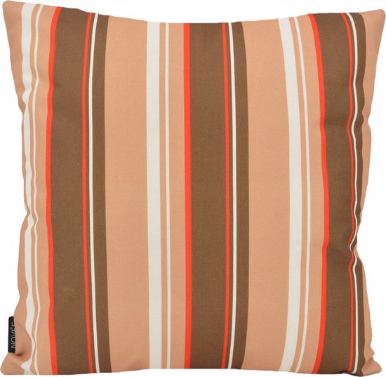 Sierkussen Fleur / Rayure - Beige | Collection Plein air / Extérieur | 45 x 45 cm | Coton