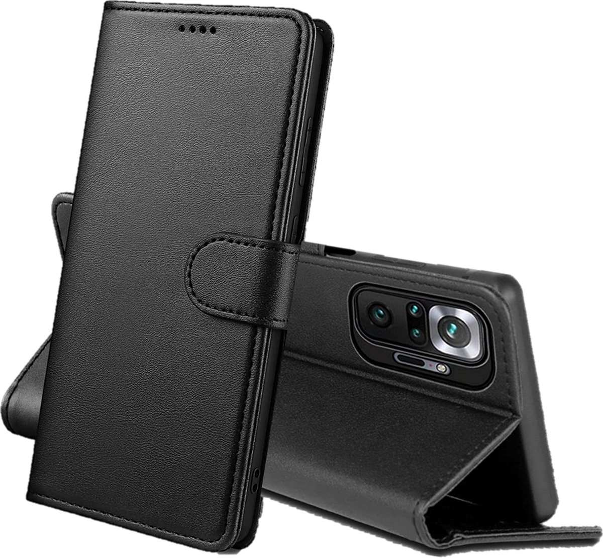 Hoesje Portemonnee voor Xiaomi Redmi Note 10 Pro Zwarte portemonnee met magnetische klep en kaartopslag