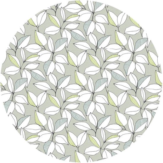 Nappe ronde Raved - Feuilles claires 140 cm ø - Vert - PVC - Lavable