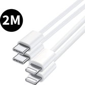 2x USB C Oplaadkabel - 2 Meter - Geschikt voor iPad, iPhone met Lightning - Naar USB C Oplader Kabel - Voor 14, 13, 12, 11, X Pro Max Mini Plus