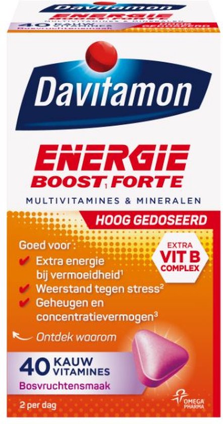 Davitamon Energie Boost Forte - multivitamine - bosvruchten - 40 tabletten