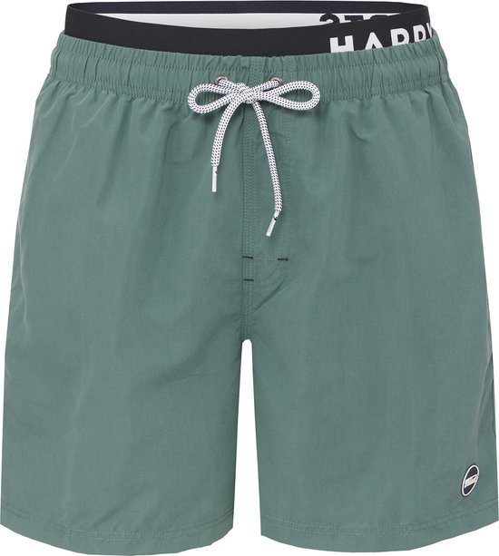 Happy Shorts Heren Zwemshort Dubbele Waistband Kaki Groen - Maat XXL