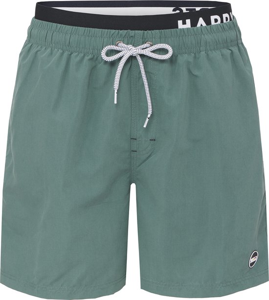 Happy Shorts Heren Zwemshort Dubbele Waistband Kaki Groen - Maat XL