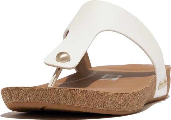 FitFlop Iqushion Leather Toe-Post Sandals WIT - Maat 40