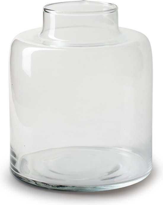 Jodeco Bloemenvaas Willem - helder transparant - glas - D19 x H17 cm - fles vorm vaas