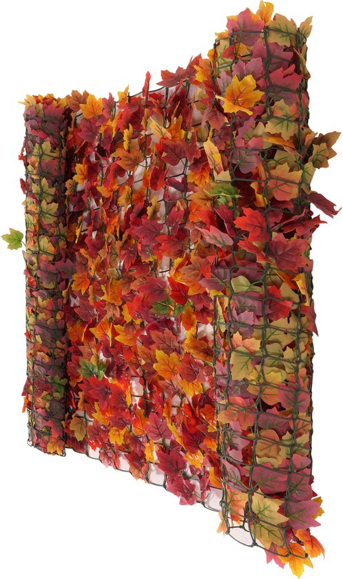 Balkon privacy scherm N77, privacy scherm windscherm lambrisering voor balkon terras hek ~ 500x100cm esdoorn rood-geel