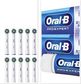 Oral-B Cross Action Pro - Têtes de brosse - 10 Pièces - + Oral-B Pro- Expert - Dentifrice 4x75ml