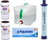 Nereb - Aquatabs + LifeStraw Personal waterfilter + BCB Stormlucifers 25 stuks + 20L Jerrycan/Watertank - Opvouwbaar- Kraan