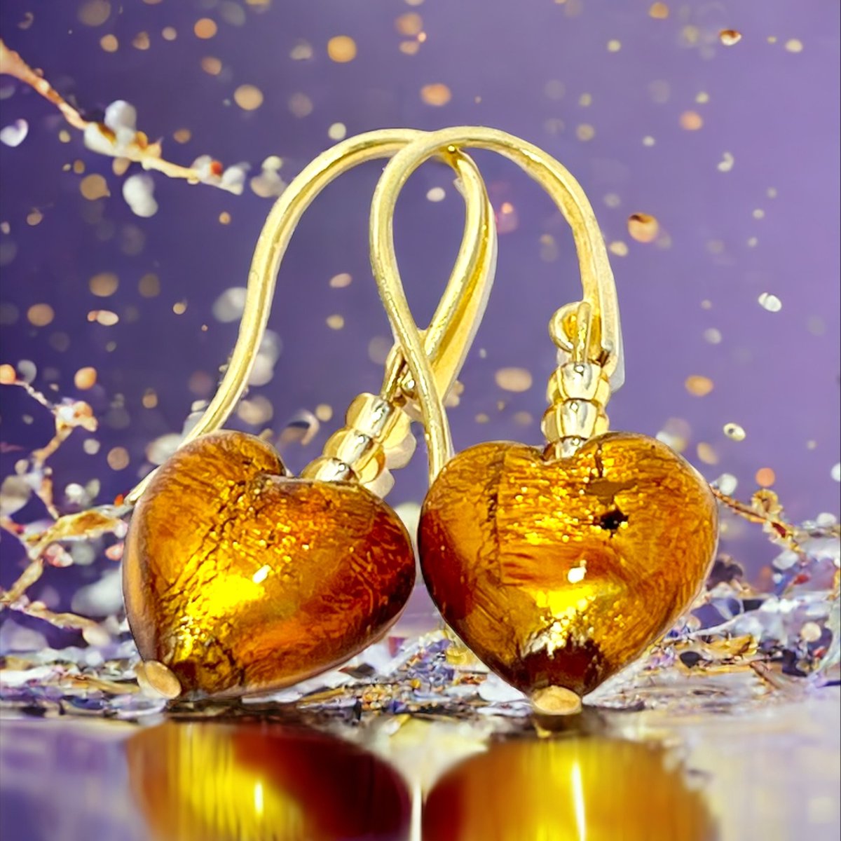 Corte Murrina - Oorbellen - Murano glas - Fiorenze – 12mm – Goud - Exclusief bij Bella Murano