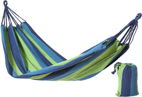 Benson Amaca con moschettone – Completo – 200 x 100 cm, Hamac, Hangmat, confortevole, stabile (strisce
