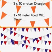Vlaggenlijn Oranje & Vlaggenlijn Rood-Wit- Blauw, 20 meter, Koningsdag, Voetbal, EK , WK, Nederlands Elftal, Oranje feest, Themafeest, Carnaval, Geslaagd,