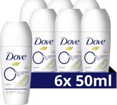 Dove 0% Aluminiumzouten Deodorant Roller - Original - deo met 2x Action Zinc-Complex en Zinc Zap-technologie - 6 x 50 ml
