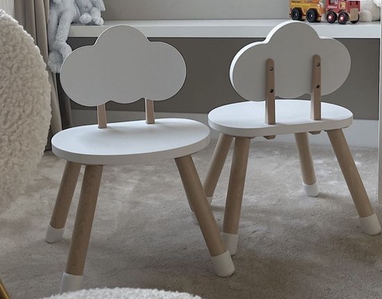 Chaises nuage en bois avec table - Wit- Bois - Table enfant - Chaises enfant - Chaise nuage
