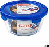 Pyrex Hermetische Lunchtrommel Pyrex Cook&Go 20 X 20 X 10,3 Cm Blauw 1,6 L Glas (6 Stuks)