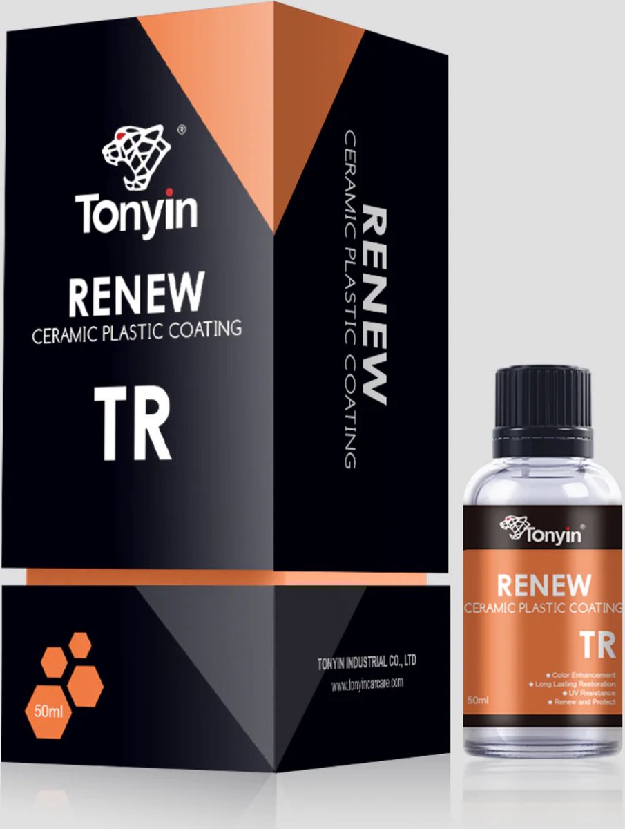 TONYIN | Ceramic plastic coating | Renew | Bumper herstel | Dashboard coating | Kleur herstellen | Kleur bescherming | 50ml | TR