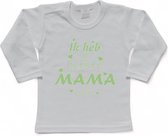 T-shirt Kinderen "Ik heb de liefste mama ooit!" Moederdag | lange mouw | Wit/sage green (salie groen) | maat 104