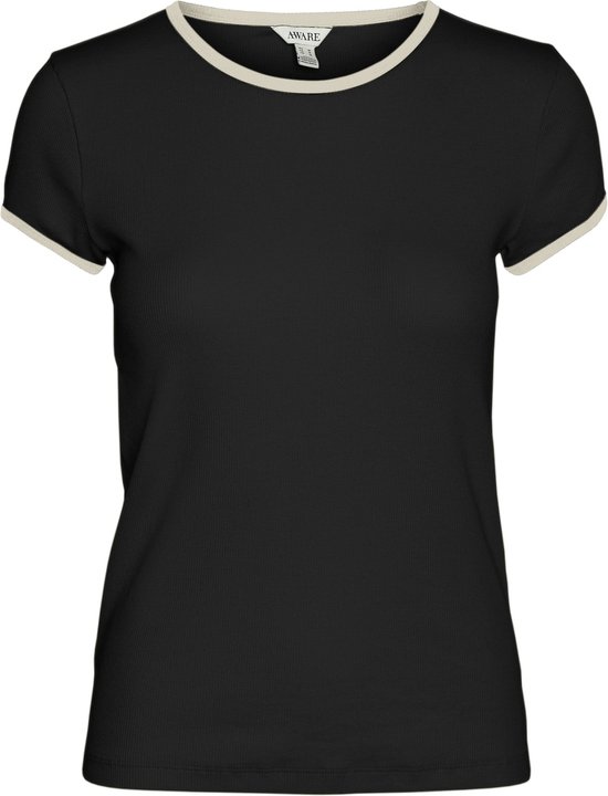 Vero Moda T-shirt Vmjacquetta Ss O-neck T-shirt Vma 10306907 Black/birch Dames Maat - S