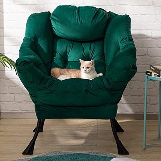 Fauteuil confortable avec structure et accoudoirs en acier - Vert