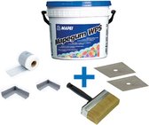 Mapei Mapegum WPS Waterdichtingsmembraan Deluxe Kit - Waterdichte Coating Voor Vochtige Ruimtes - Met Manchetten, Hoeken, Kwast & Kimband - 5 kg