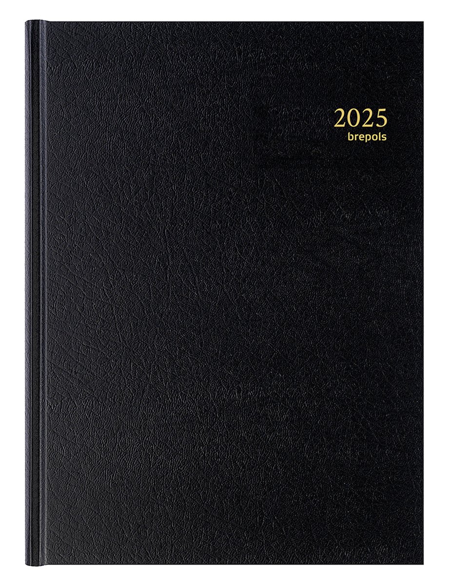 Brepols Bureau-agenda 2025 - SANTEX - Bremax 2 - Dagoverzicht - 1d/2p - Zwart - 21 x 29 cm