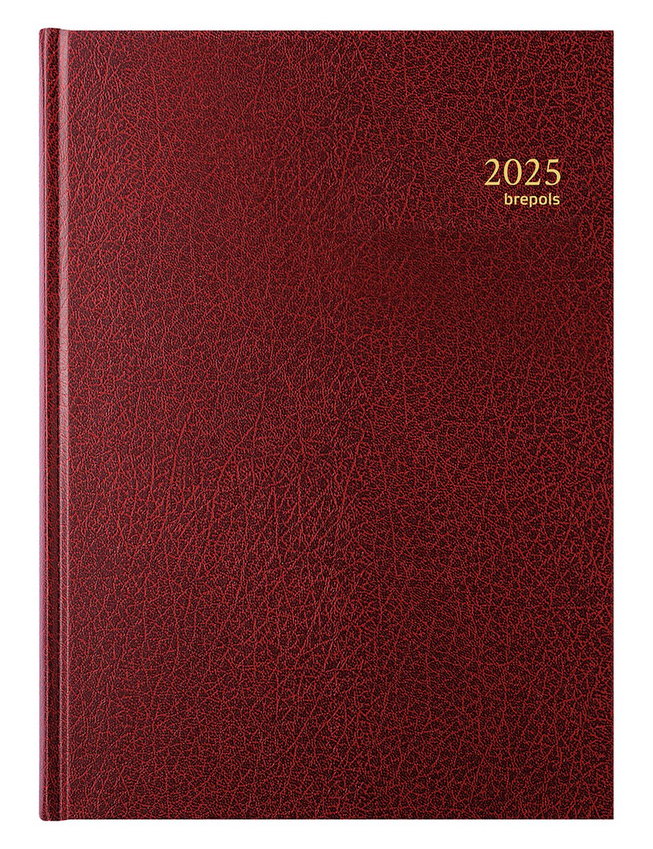 Brepols Bureau-agenda 2025 - SANTEX - Bremax 1 - Dagoverzicht - Bordeaux - 21 x 29 cm