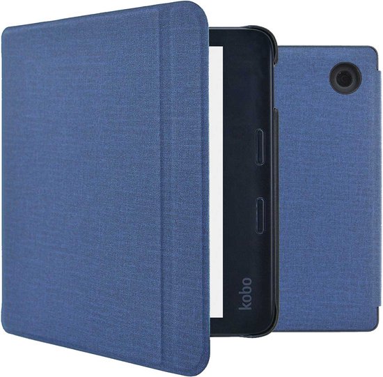 iMoshion Ereader Cover / Hoesje Geschikt voor Kobo Libra 2 / Tolino Vision 6 - iMoshion Canvas Sleepcover Bookcase met stand - Donkerblauw