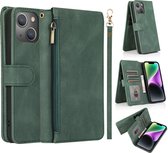 Hoesje geschikt voor Samsung Galaxy S23 Plus - Bookcase - Pasjeshouder - Portemonnee - Rits - Kunstleer - Groen