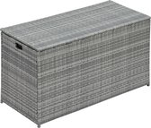 Teamson Home Kussenbox - Grote Weerbestendig Opbergbox - Tuin Opslag - Tuinmeubelen - Tot 700L Opslagcapaciteit - Waterafstotende Voering - Rotan/Wicker - Grijs - 139.7 x 60 x 80 (cm)
