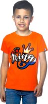 Oranje - T-Shirt - Jongens - Little King - Voor o.a. EK/WK Koningsdag - Maat 122/128 - 7-8 jaar