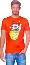 Oranje - T-Shirt Heren - Koningsdag - Willy Een Biertje? - 100% Katoen - Maat XL - 56/58