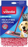 Emballage Vileda Pet Pro microfibre avec serpillière rouge, chat roux et golden retriever, avec symbole 60 degrés.